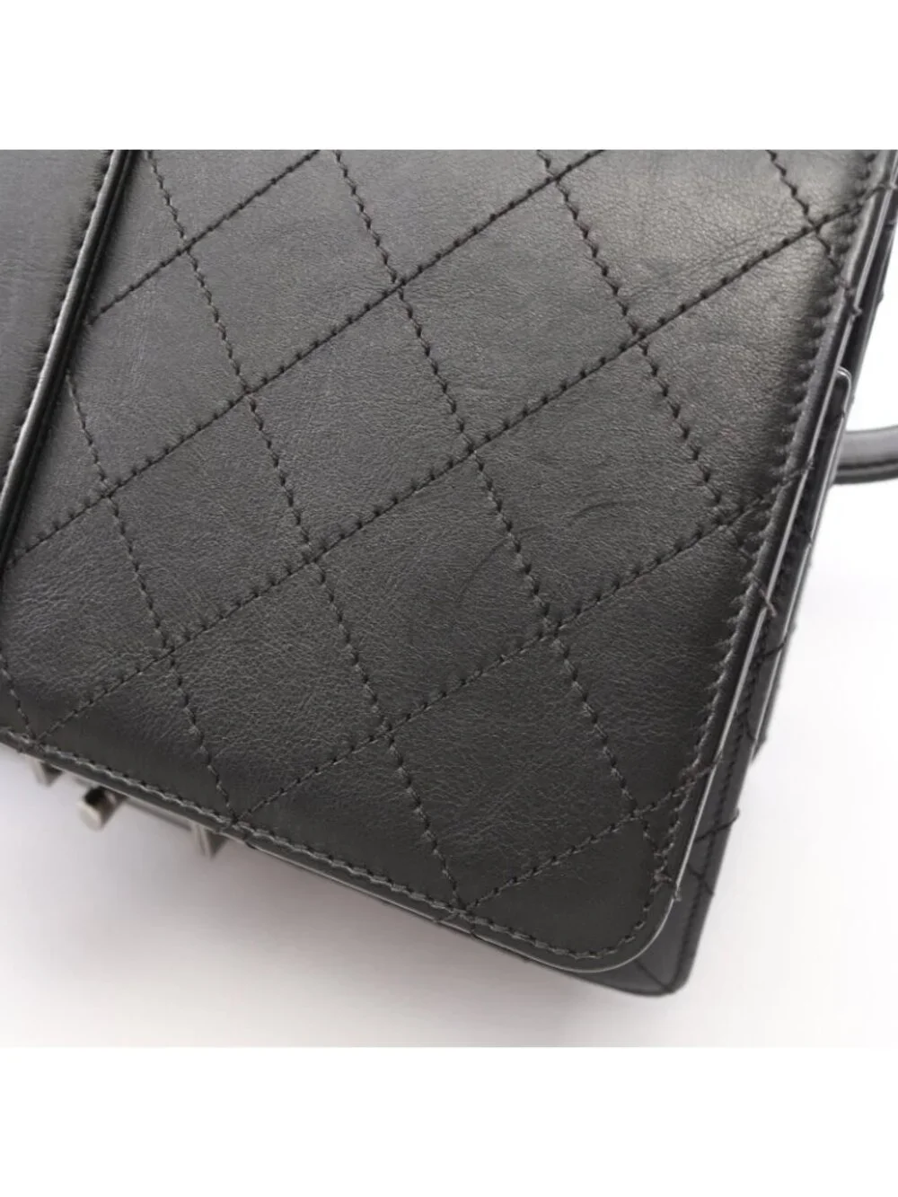Chanel Shoulder Bag Quilted 2-Way Black Leather Chain